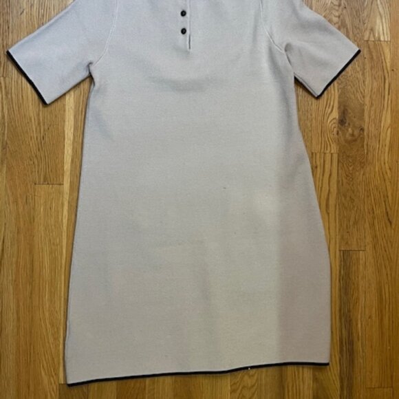 Anthropologie Annalise Mock-Neck Mini Sweater Dress by Maeve Creme/Black Medium - Picture 14 of 14